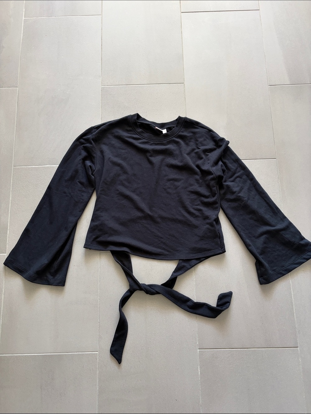 Make + Model Black Tie-back Long Sleeve Top
